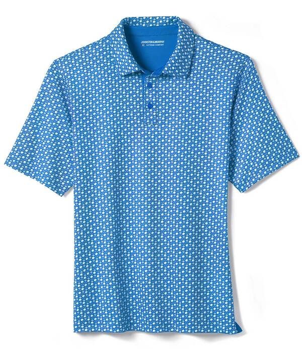 ジョンストンアンドマーフィー メンズ トップス シャツ プリント Johnston Murphy XC Helmet And Football Print Short Sleeve Polo Shir