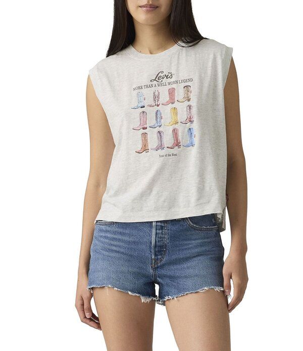 リーバイス レディース トップス シャツ ノースリーブーツ グラフィック LevisR Boots Graphic Sleeveless Boxy Tank Top Grey グレー