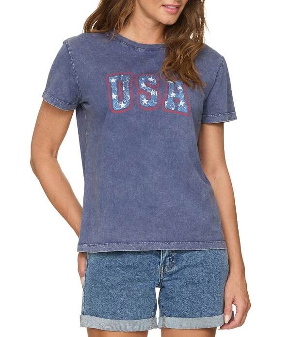 フラッグ アンド アンセム レディース トップス シャツ ニット Flag and Anthem USA Knitee Navy ネイビー