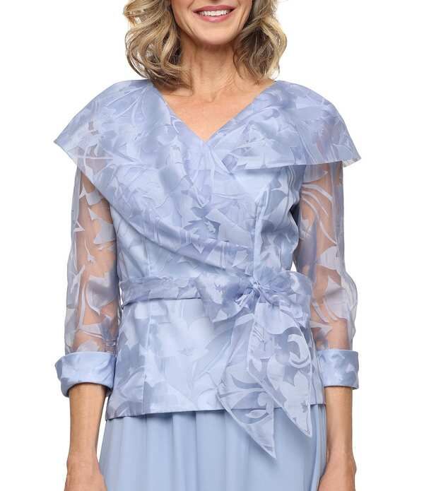 アレックスイブニングス レディース トップス シャツ フラワー柄 ブラウス フラワー Alex Evenings 34 Sleeve Portrait Collar Tie Waist Floral