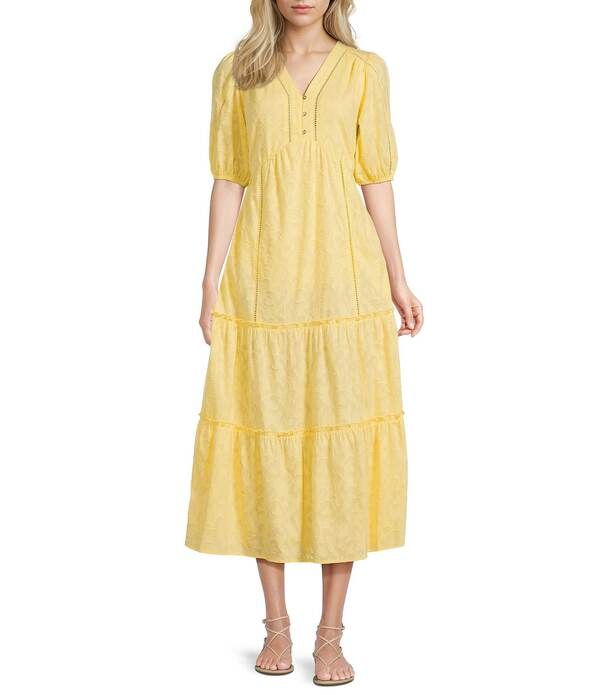 ナーチャー レディース トップス ワンピース Vネック プチ マキシ Nurture Petite Sizelbow Puff Sleeve VNeck Maxi Dress Cornmeal
