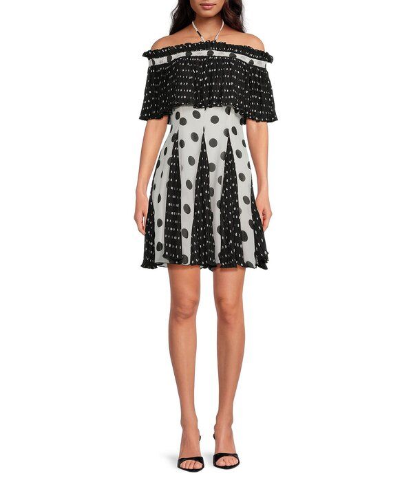 ルーシーパリ レディース トップス ワンピース ドット柄 A ライン ドット プチ ミニ Lucy Paris Petite Size Nutini Polka Dot OfftheShoulder