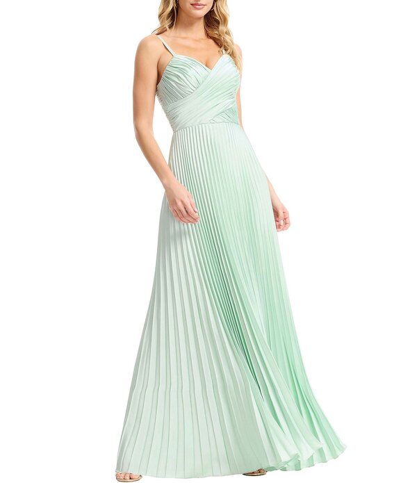 ドレスザポプレーション レディース トップス ワンピース A ライン プリーツ サテン ノースリーブ アシンメトリー マキシ Dress the Population Aspen Sleeveless