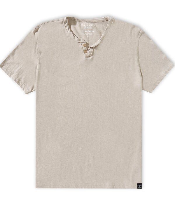 ラッキーブランド メンズ トップス シャツ Lucky Brand Short Sleevenice Burnout Notch Neck Henley TShirt London Fog