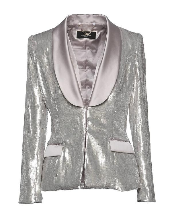 エリザベッタフランキ レディース アウター ジャケット・ブルゾン テーラードジャケット ELISABETTA FRANCHI Silver シルバー