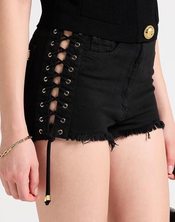 エリザベッタフランキ レディース ボトムス ハーフパンツ・ショーツ デニムショートパンツ ELISABETTA FRANCHI Black ブラック