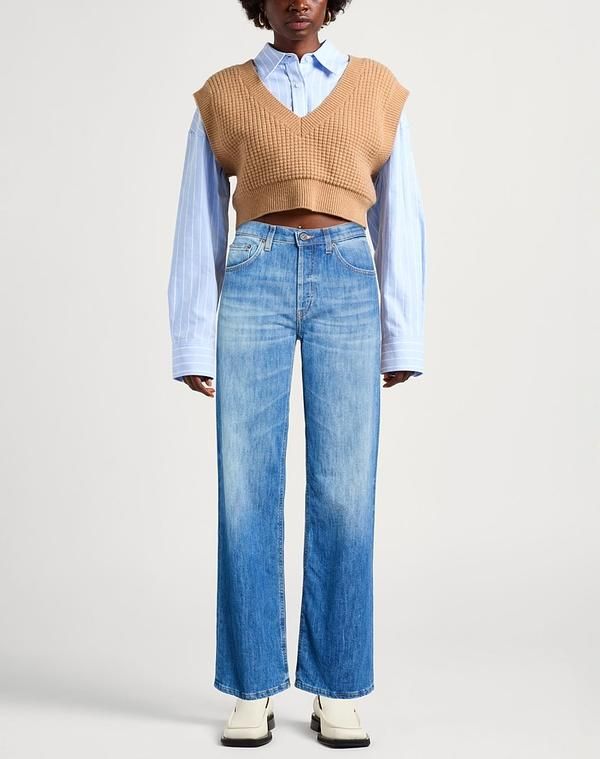 ドンダップ レディース ボトムス デニムパンツ フレアワイドレッグ DONDUP Blue ブルー