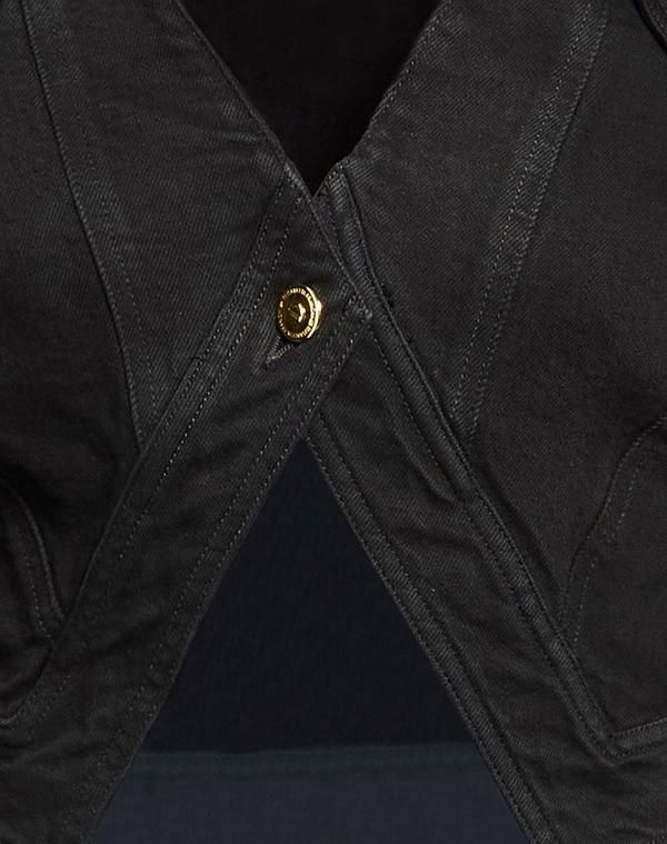エリザベッタフランキ レディース アウター ジャケット・ブルゾン デニムブルゾン ELISABETTA FRANCHI Black ブラック