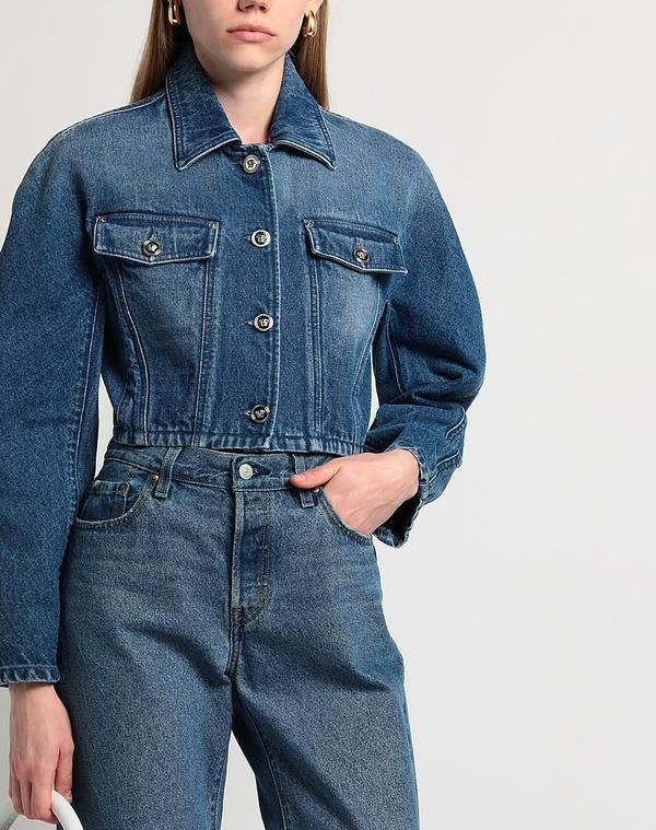 ヴェルサーチ レディース アウター ジャケット・ブルゾン デニムブルゾン VERSACE Blue ブルー ヴェルサーチ レディース アウター ジャケット・ブルゾン デニムブルゾン VERSACE Blue ブルー