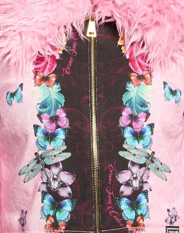 ヴェルサーチ レディース アウター ジャケット・ブルゾン デニムブルゾン VERSACE JEANS COUTURE Pink ピンク