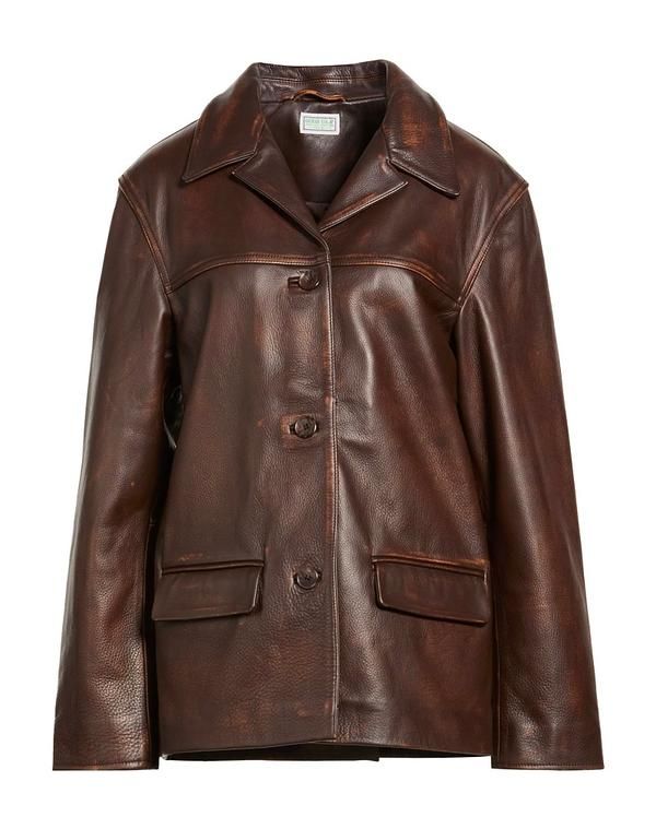 ゲス レディース アウター ジャケット・ブルゾン レザーブルゾン GUESS Chocolate Brown ブラウン