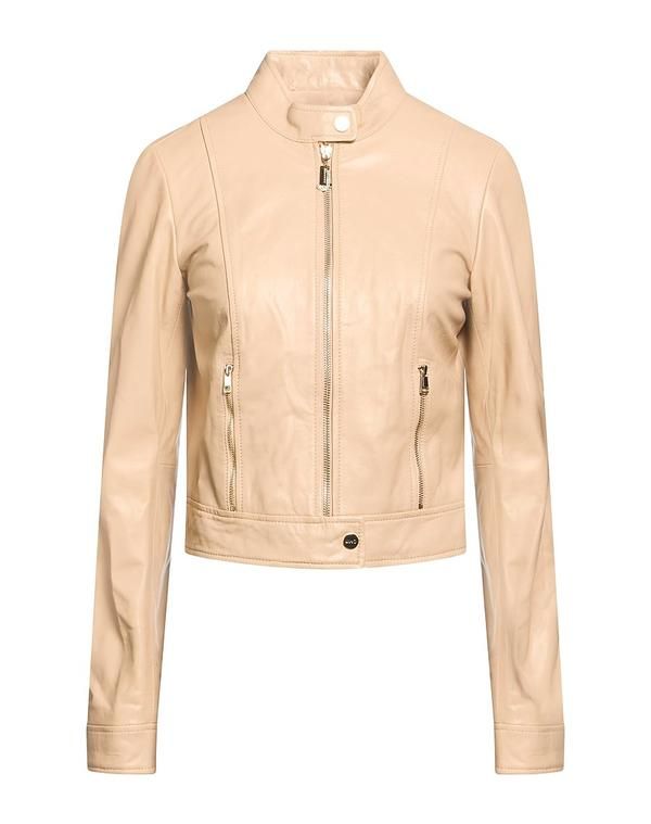 リュージョー レディース アウター ジャケット・ブルゾン レザーブルゾン LIU JO Beige ベージュ