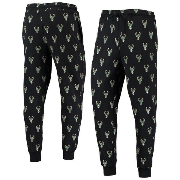 ザワイルドコレクティブ レディース ボトムス カジュアルパンツ ロゴ THE WILD COLLECTIVE Black Milwaukee Bucks Allover Logo Jogger Pan