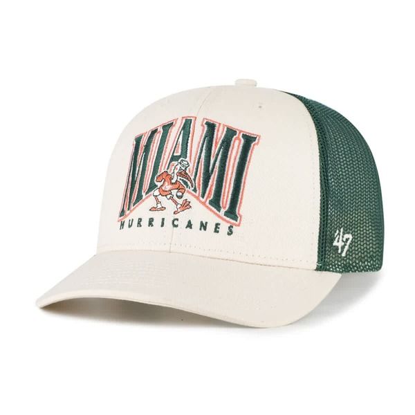 フォーティーセブン メンズ アクセサリー 帽子 Mens 47 Natural Miami Hurricanes Drawbridge Trucker Adjustable Hat Natural