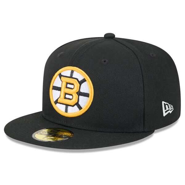ニューエラ メンズ アクセサリー 帽子 Mens New Era Black Boston Bruins Core 59FIFTY Fitted Hat Black ブラック
