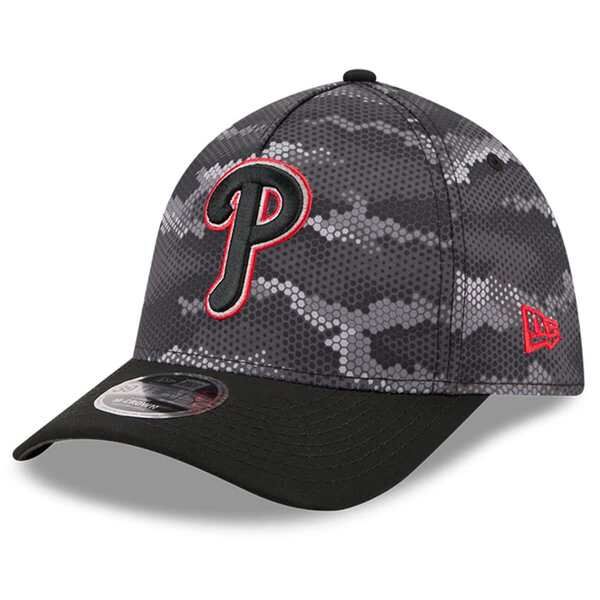 ニューエラ メンズ アクセサリー 帽子 Mens New Era Black Philadelphia Phillies Camo 39THIRTY AFrame Flex Hat Black ブラッ