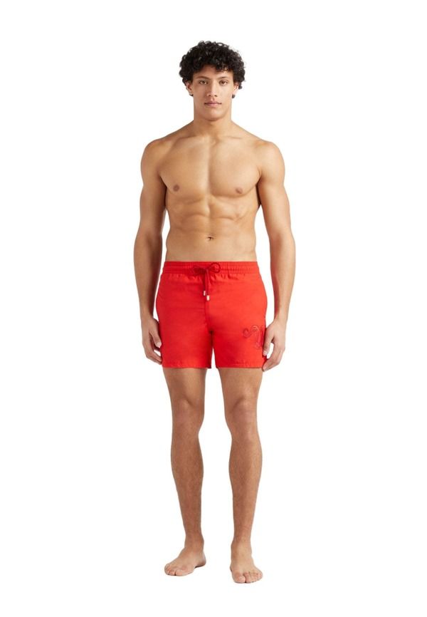ヴィルブレクイン メンズ 水着 ハーフパンツ・ショーツ ショートパンツ 刺繍 Vilebrequin Mensnakembroide red Swim Shorts Coquelicot