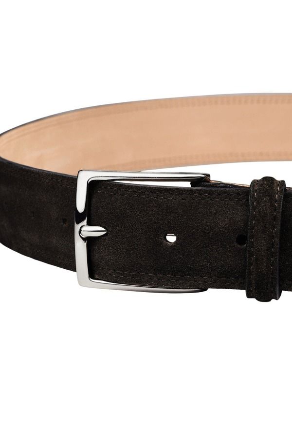 チャールズティリット メンズ アクセサリー ベルト スエード レザー Charles Tyrwhitt Suede Leather Belt Dark Chocolate チョコレート