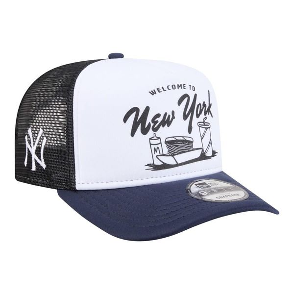 ニューエラ メンズ アクセサリー 帽子 Mens New Era WhiteNavy New York Yankees Foodie AFrame 9FIFTY Trucker Snapback Ha