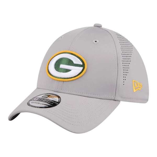 ニューエラ メンズ アクセサリー 帽子 Mens New Era Gray Green Bay Packers Perforated 39THIRTY Flex Hat Gray グレー