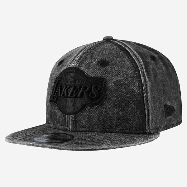 ニューエラ メンズ アクセサリー 帽子 Mens New Era Black Los Angeles Lakers Washed Tonal 9FIFTY Snapback Hat Black ブラッ
