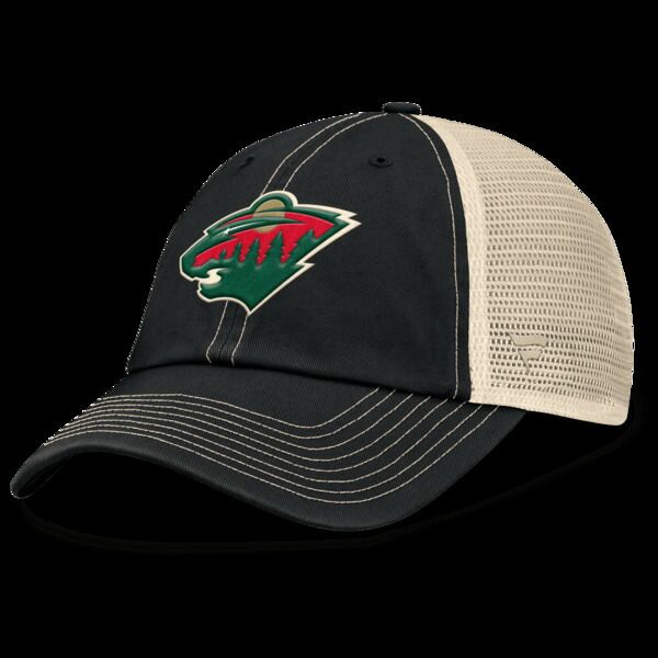 ファナティクス メンズ アクセサリー 帽子 Mens Fanatics BlackNatural Minnesota Wild Rival Trucker Adjustable Hat Black ブ