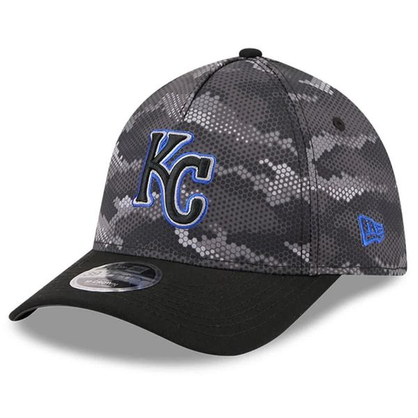 ニューエラ メンズ アクセサリー 帽子 Mens New Era Blackansas City Royals Camo 39THIRTY AFrame Flex Hat Black ブラック