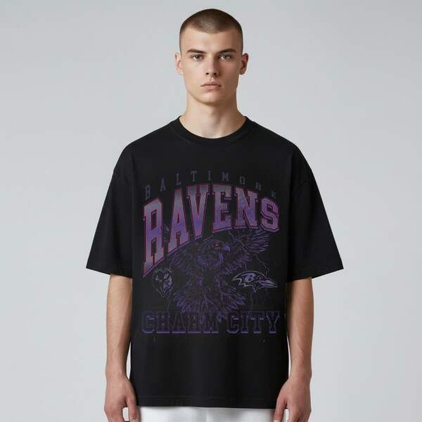 ザワイルドコレクティブ レディース トップス シャツ Unisex The Wild Collective Black Baltimore Ravens Charm City Football TSh