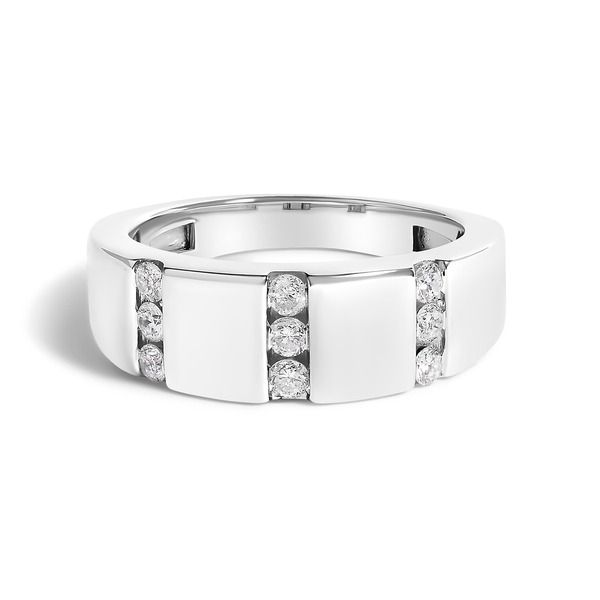 ハウスオブブリリアンス メンズ アクセサリー 指輪 Haus of Brilliance Mensilver 12 Cttw Diamond Triple Three Stone Row Band R