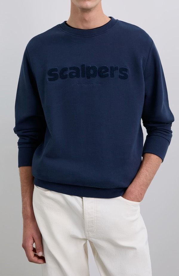 スカルパーズ メンズ アウター パーカー・スウェット パイル セーター Scalpers Terry Sweater Navy ネイビー