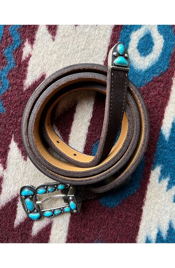 フォルテラ メンズ アクセサリー ベルト レザー Fortela Santafe Leather Belt with Turquoises Brown ブラウン