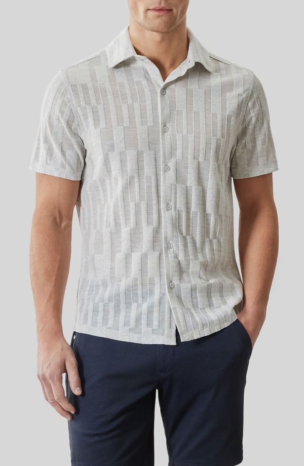 ロバートバラケット メンズ トップス シャツ ニット Robert Barakett Vessar Texture Knit Short Sleeve ButtonUp Shirt Swan