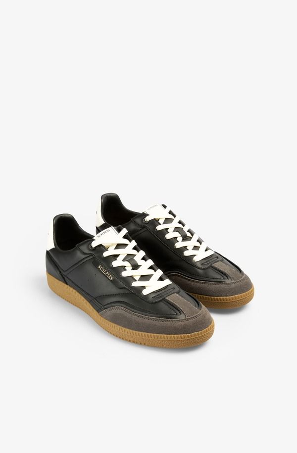 スカルパーズ メンズ シューズ スニーカー コントラスト レザー Scalpers Leather Sneaker Contrast Sole Black ブラック
