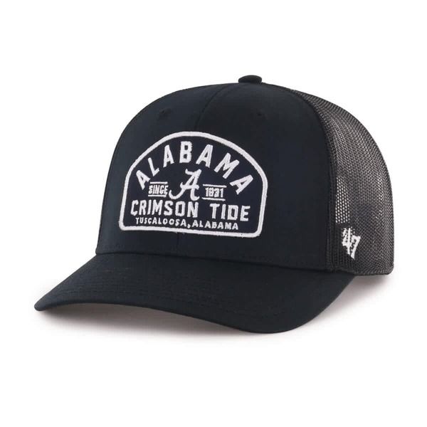 フォーティーセブン メンズ アクセサリー 帽子 Mens 47 Black Alabama Crimson Tide Leland Trucker Adjustable Hat Black ブラック
