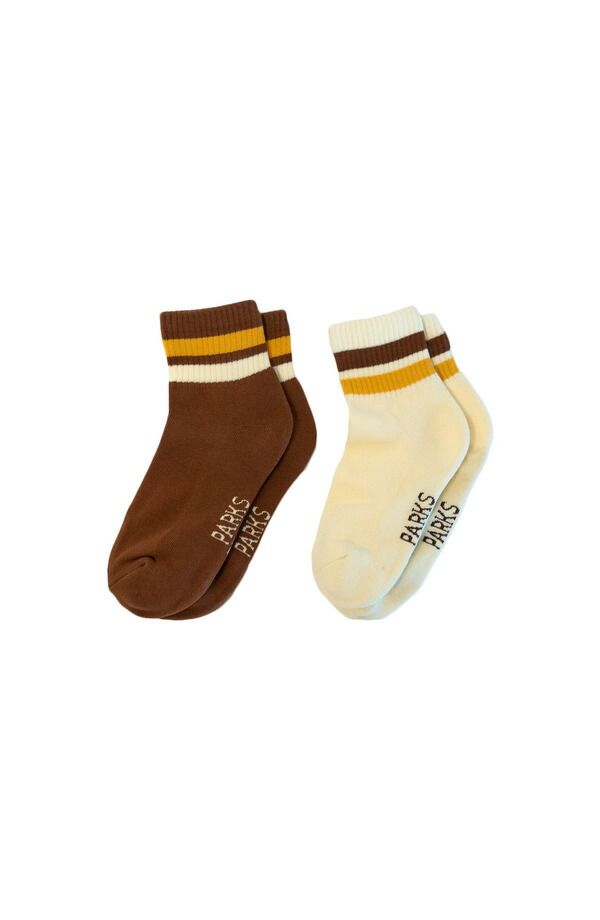 パークスプロジェクト レディース アンダーウェア 靴下 Parks Projectrail Crew Quarter Sock 2 Pack White And Gold ホワイト