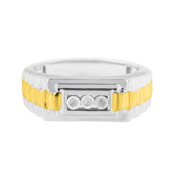 ハウスオブブリリアンス メンズ アクセサリー 指輪 Haus of Brilliance Mens 10K Yellow Gold Plated Silver Diamond Accent 3 Sto