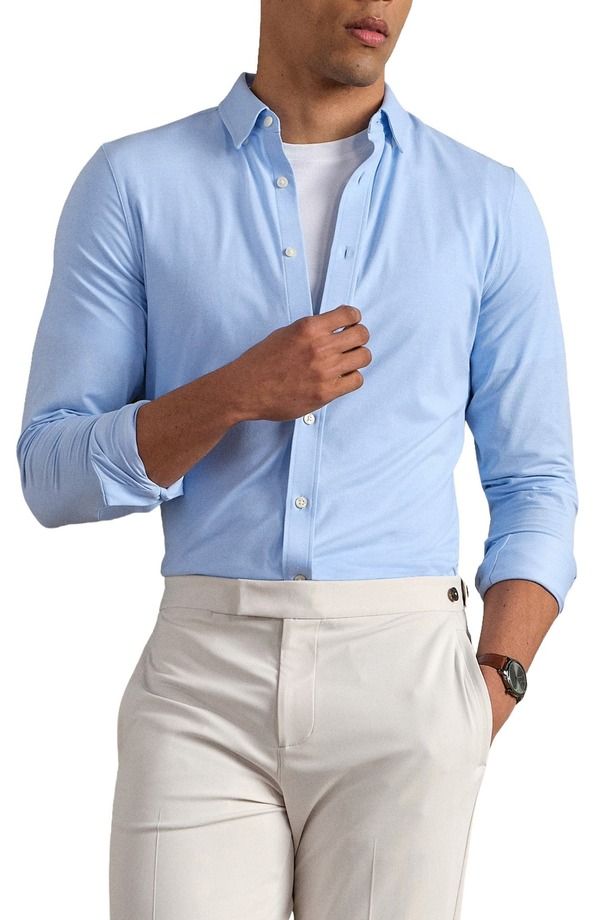 ローヌ メンズ トップス シャツ Rhone Commuter Pro Performance Long Sleeve Button Up Shirt Light Blue Oxford ブルー