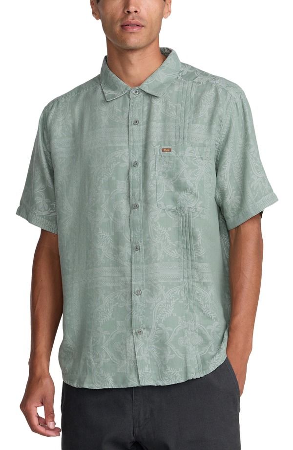 ルーカ メンズ トップス シャツ RVCA Mellowist Short Sleeve ButtonUp Shirt Jade