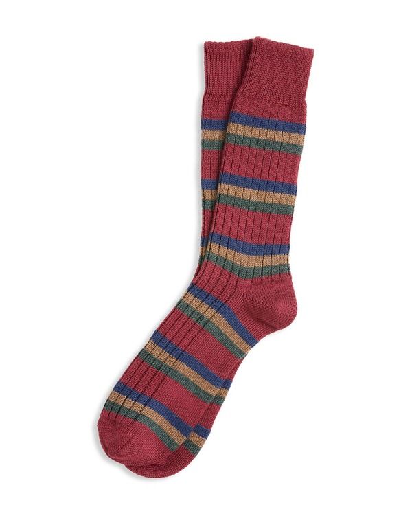 ケルティックアンドコー メンズ アンダーウェア 靴下 コットン Celtic Co Cotton Stripe Sock Dark Rust ラスト