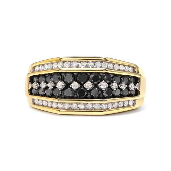ハウスオブブリリアンス メンズ アクセサリー 指輪 Haus of Brilliance Mens Yellow Gold Plated Silver 12 Ctwhite and Black Dia