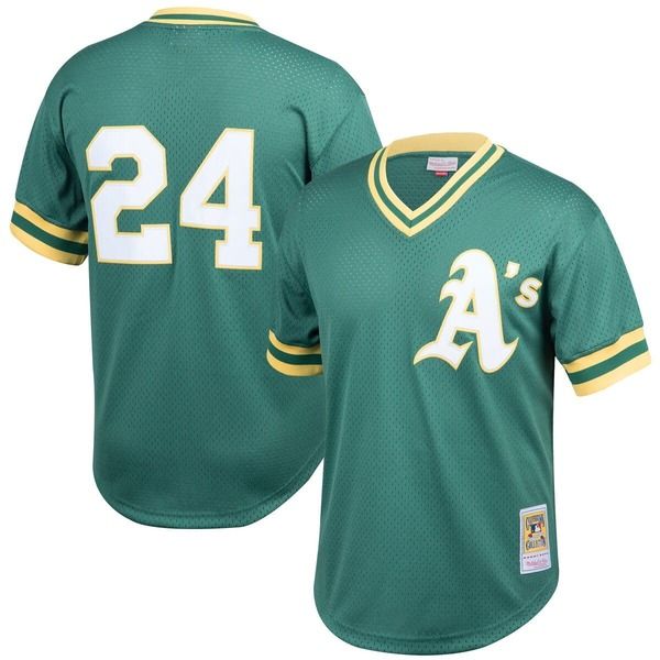 ミッチェルネス メンズ トップス シャツ メッシュ トール ジャージー Mens Mitchell Ness Rickey Henderson Green Oakland Athletics Coop