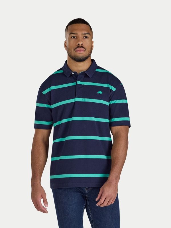ライジングブル メンズ トップス シャツ Raging Bull Thick Stripe Rugby Shirt Navy ネイビー