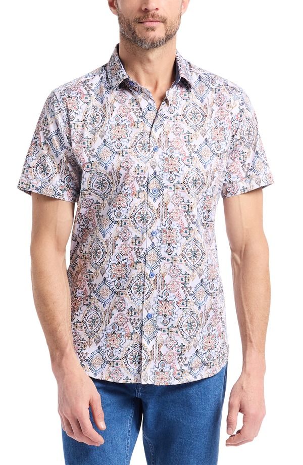 ロバートグラハム メンズ トップス シャツ コットン Robert Graham Pismo Short Sleeve Stretch Cotton ButtonUp Shirt White Mult