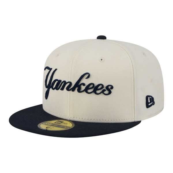 ニューエラ メンズ アクセサリー 帽子 Mens New Era Cream New York Yankees TwoTone Stitch 59FIFTY Fitted Hat Cream クリーム