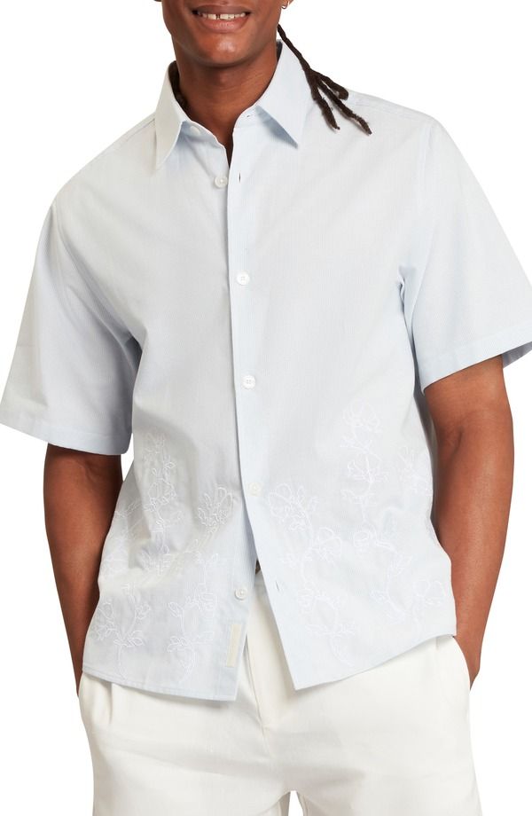 テッドベーカー メンズ トップス シャツ プリント コットン Ted Baker Josefh Print Cotton Short Sleeve ButtonUp Shirt Blue ブルー