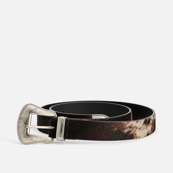 マークノーラン レディース アクセサリー ベルト レザー MARC NOLAN Western HandPainted Cowhide Leather Belt Dark Horse Black Be