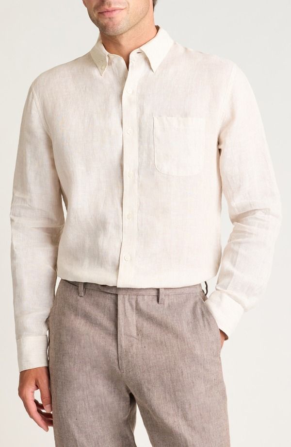 ボノボス メンズ トップス シャツ ダウン リネン Bonobos Everyday Pinstripe Linen ButtonDown Shirt Summer Sand サンド