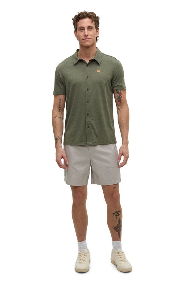 テンツリー メンズ トップス シャツ tentree Hawthorn Shirt Deep Olive Heather ヘザー