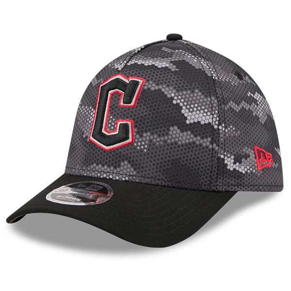 ニューエラ メンズ アクセサリー 帽子 Mens New Era Black Cleveland Guardians Camo 39THIRTY AFrame Flex Hat Black ブラック