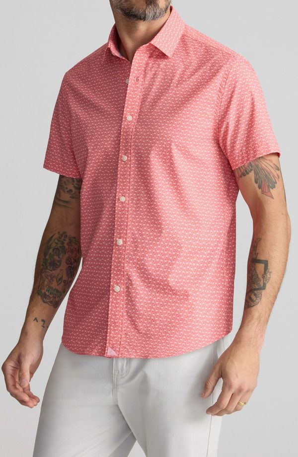 アンタックイット メンズ トップス シャツ プリント UNTUCKit Crab Print Short Sleeve Performance ButtonUp Shirt Red レッド